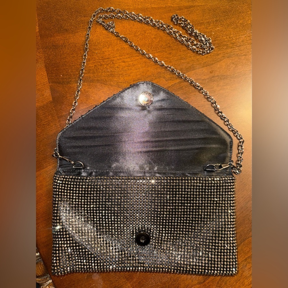 Jessica McClintock Black and Silver Rhinestone Clutch - Picture 4 of 4